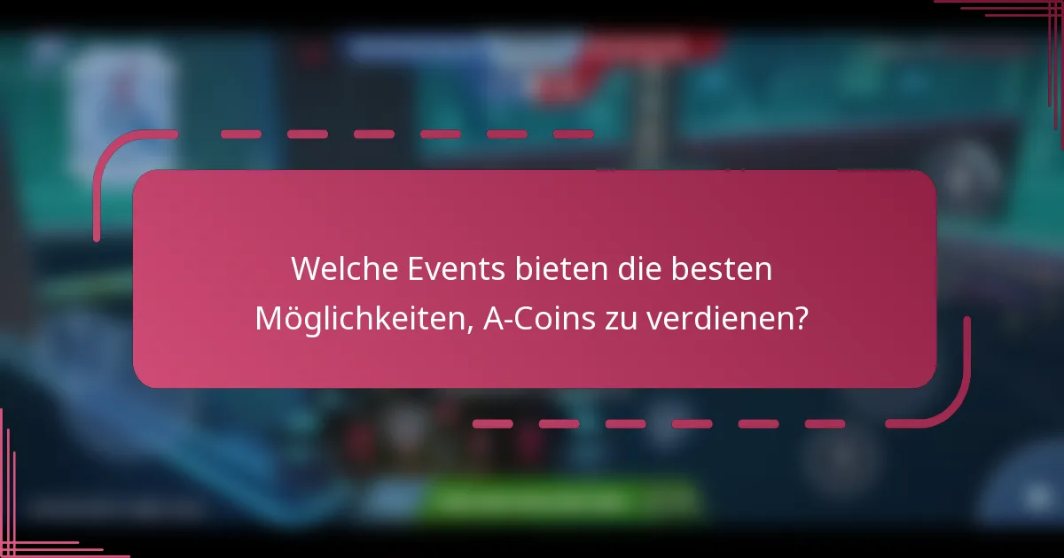 Welche Events bieten die besten Möglichkeiten, A-Coins zu verdienen?